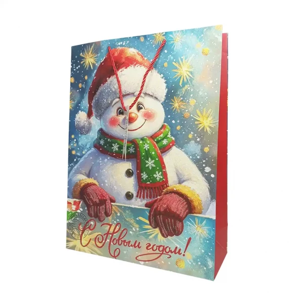 Пакет ЛЮКС НГ с блеском ассорти размер 31*42*12см