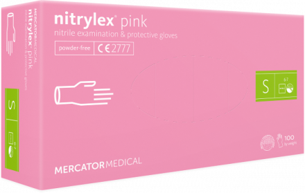 Перчатки нитрил Nitrylex Pink розовые  50 пар S, L 