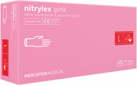 Перчатки нитрил Nitrylex Pink розовые  50 пар S, L 