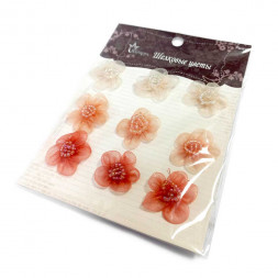 Декор Шелковые цветы на липучке бордовые D-2,5см уп 9шт