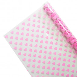 Пленка в рулоне с рисунком Сердца розовые размер 70см