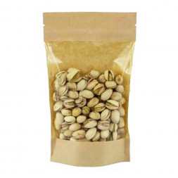 Дой-пак бумажный крафт с окном с замком zip-lock 150*240+(45+45) 140мм уп 10шт