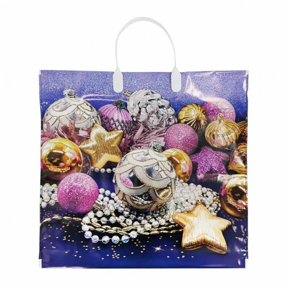 Пакет с пластмассовыми ручками Золотая звездочка размер 36*40см 10шт