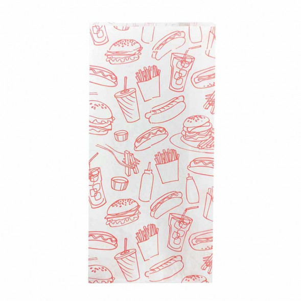 Пакет бумажный белый с печатью с плоским дном размер 31*14*6см уп 10шт