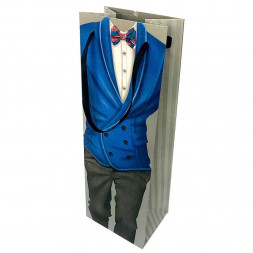 Пакет под бутылку ЛЮКС Мужской костюм размер 12*35*9см  