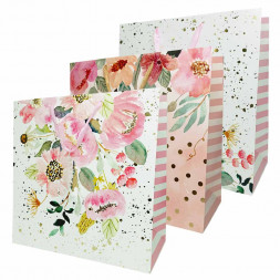 Пакет ЛЮКС Цветы с золотым тиснением размер 37*37*18см