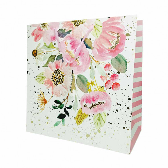 Пакет ЛЮКС Цветы  с золотым тиснением размер 37*37*18см