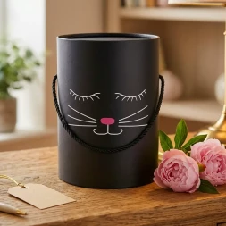 Коробка цилиндр Кошка без крышки размер 18см*24см