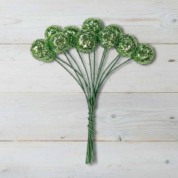 Шарики на проволоке зеленые D-1,5см Н-9см