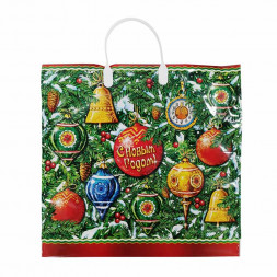 Пакет с пластмассовыми ручками Красный шар размер 36*40см 10шт