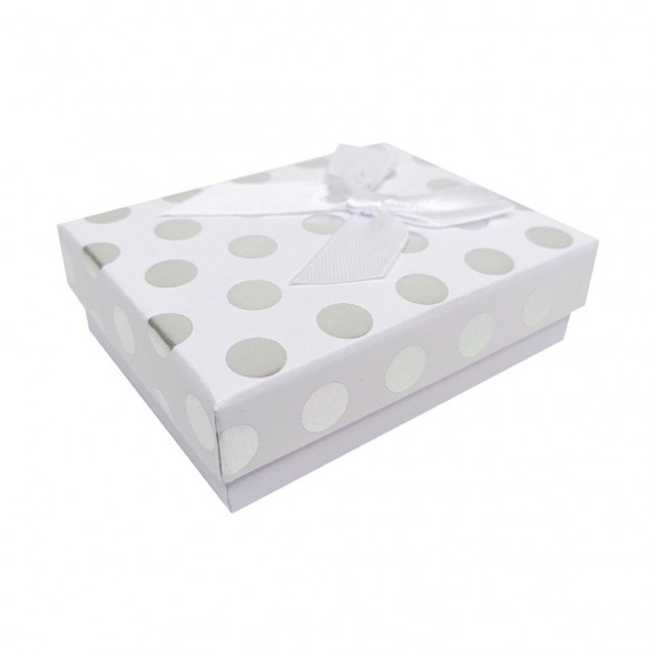 Коробка прямоугольная Горошек с бантом размер 7*9*2,8см