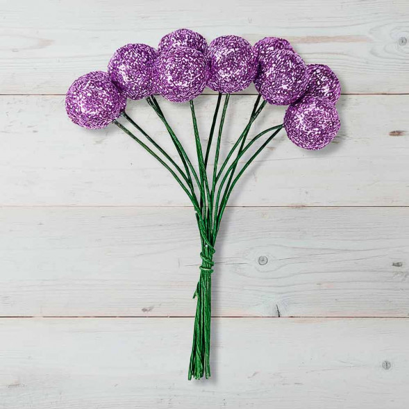 Шарики на проволоке фиолетовые D-1,5см Н-9см