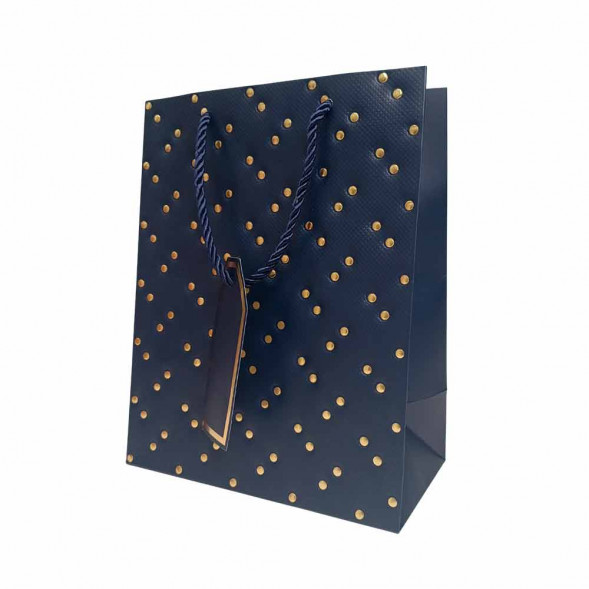 Пакет ЛЮКС Золотые клепки с тиснением размер 18*23*10см