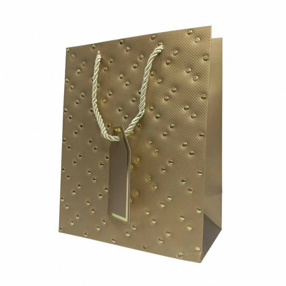 Пакет ЛЮКС Золотые клепки с тиснением размер 18*23*10см