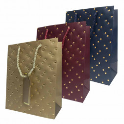 Пакет ЛЮКС Золотые клепки с тиснением размер 18*23*10см