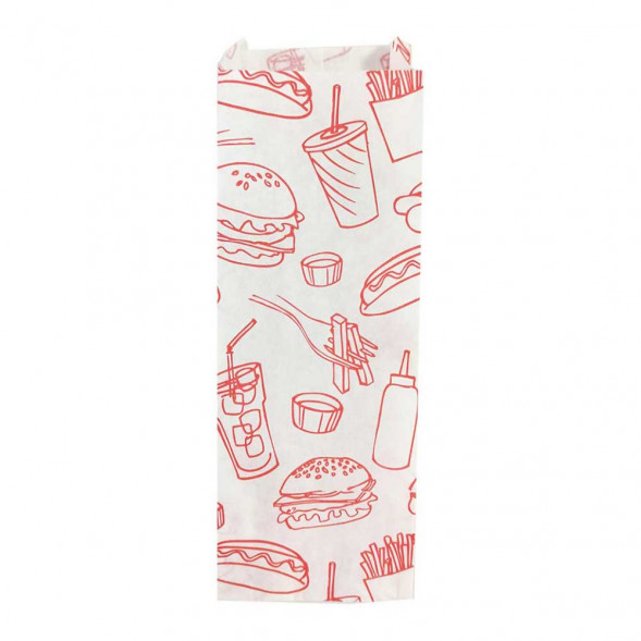 Пакет бумажный белый с печатью с плоским дном размер 22*8*3см уп 10шт