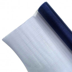 Органза СНЕГ в рулоне темно синяя размер 70см*9м