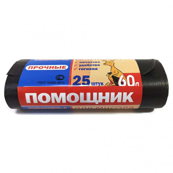 Мешки для мусора Помощник 60л 60*80 ПНД 25шт