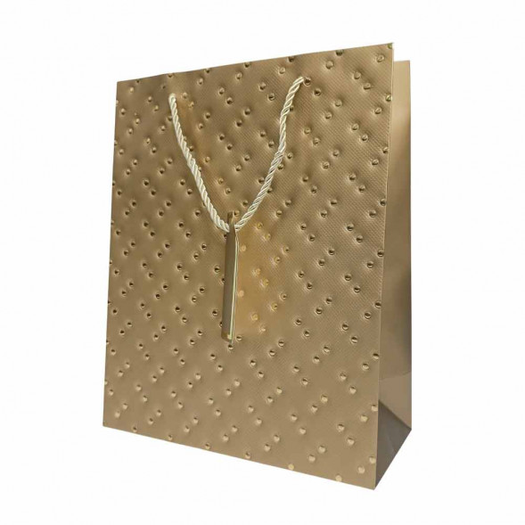 Пакет ЛЮКС Золотые клепки с тиснением размер 26*32*12см