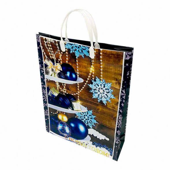 Пакет сумка размер 32*40см Синие шары 