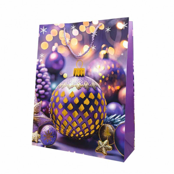 Пакет ЛЮКС НГ Елка, шары новогодние с тиснением размер 31*41*12см