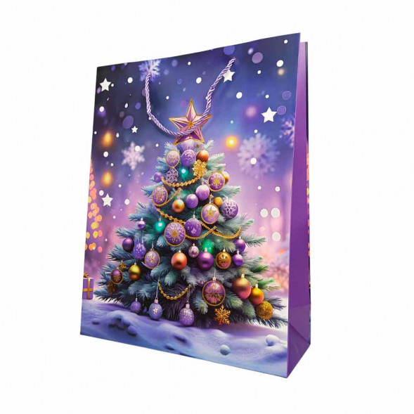 Пакет ЛЮКС НГ Елка, шары новогодние с тиснением размер 31*41*12см