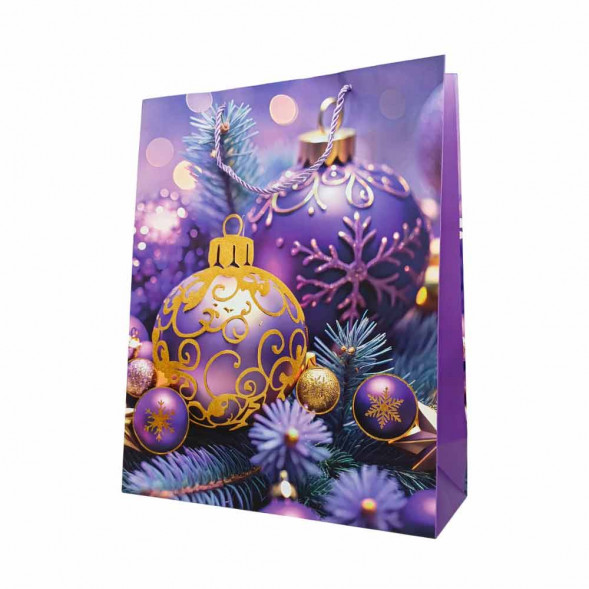 Пакет ЛЮКС НГ Елка, шары новогодние с тиснением размер 31*41*12см