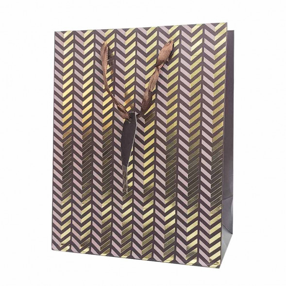 Пакет ЛЮКС Зигзаг с золотым тиснением размер 18*23*10см