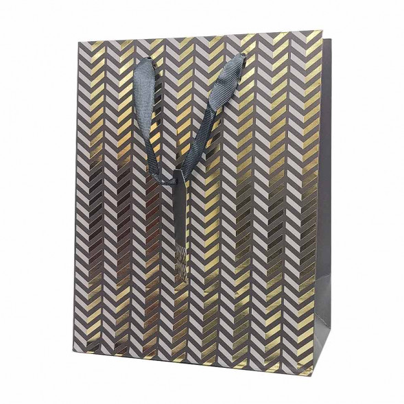 Пакет ЛЮКС Зигзаг с золотым тиснением размер 18*23*10см