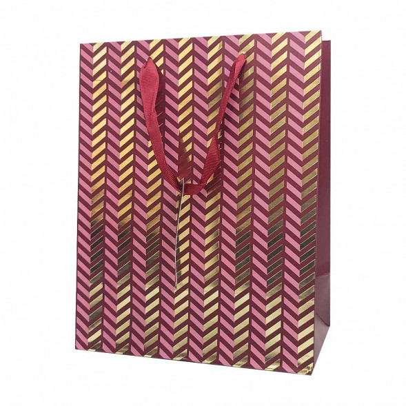 Пакет ЛЮКС Зигзаг с золотым тиснением размер 18*23*10см