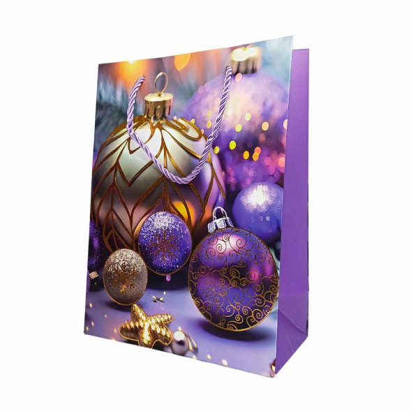 Пакет ЛЮКС НГ Елка, шары новогодние с тиснением размер 18*23*10см