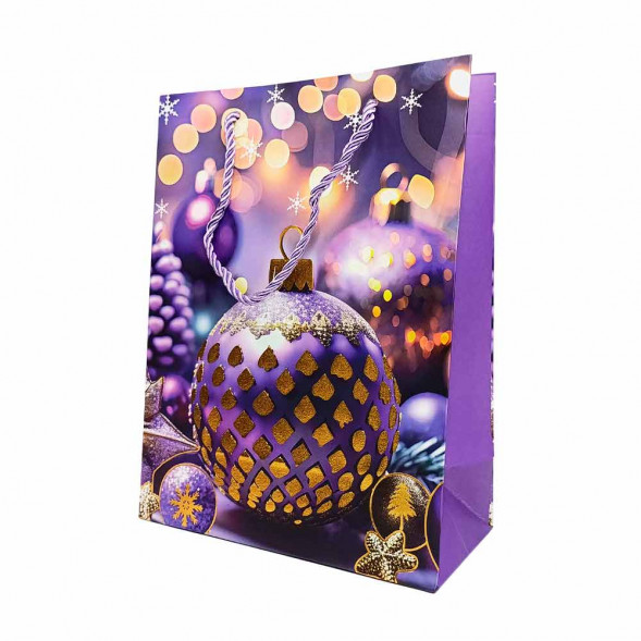 Пакет ЛЮКС НГ Елка, шары новогодние с тиснением размер 18*23*10см