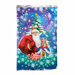 Пакет фольга Дед Мороз с мешком подарков 25*40см уп 100шт