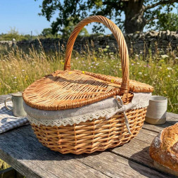 Корзина овальная для пикника ива медовая размер 39*28*14/18*34см