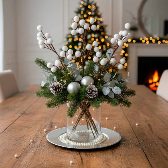 Ветка с белыми ягодами Н-30см