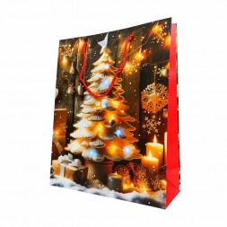 Пакет ЛЮКС НГ Новогодний микс с золотым тиснением размер 26*32*12см