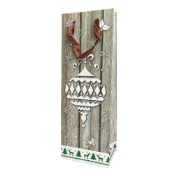 Пакет под бутылку ЛЮКС Деревянная планка с блеском 13*36*8,5см