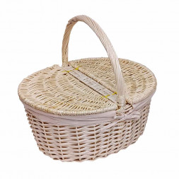 Корзина овальная для пикника ива белая размер 43*32*20/32*33*23см