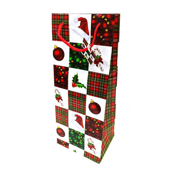 Пакет ламинированный НГ под бутылку размер 14*35*10см