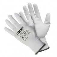 Перчатки из полиэстера с полиуретановым покрытием белые размер L(9) 
