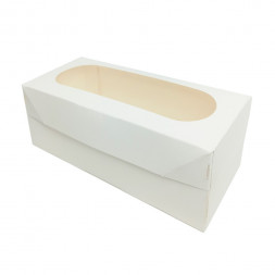 Коробка под капкейки на 3 шт с овальным окном белая размер 250*100*100мм