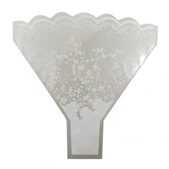 Конус прозрачный с рисунком Цветочки размер 45*50см уп 50шт