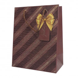 Пакет ЛЮКС Косая полоса золотая размер 18*23*10см