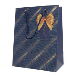 Пакет ЛЮКС Косая полоса золотая размер 18*23*10см