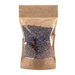 Дой-пак бумажный крафт с окном с замком zip-lock 140*225+(40+40) уп 10шт