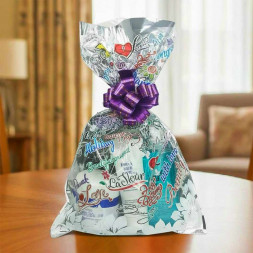 Пакет подарочный с фольгой С любовью размер 25*40см