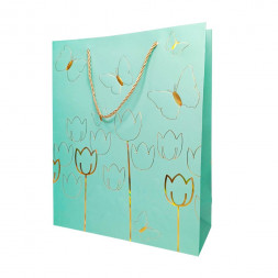 Пакет ЛЮКС Тюльпаны с золотым тиснением размер 26*32*12см