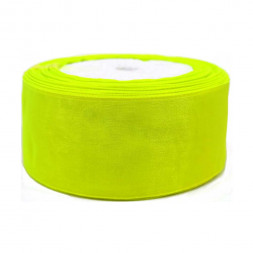 Лента органза желтая неон размер 3,8см*22м