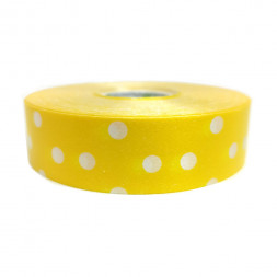 Лента простая полипропиленовая Горох желтая размер 2см*50м