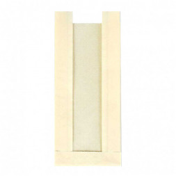 Пакет бумажный бежевый с окном 40г/м2 размер 26*11*4см уп 10шт